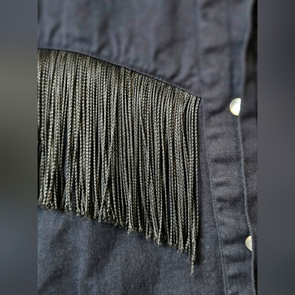 Vintage Cumberland Outfitters Western Black Fringe Tassle Longsleeve Pearl Snap - Picture 7 of 11